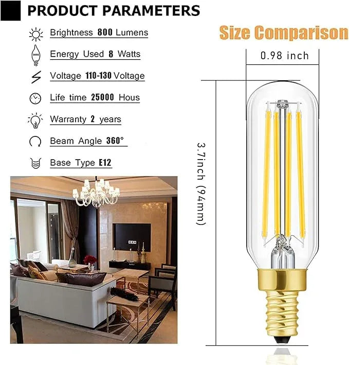 Leools Dimmable E12 LED Bulb 8W Equal 100 watt led Light Bulb Warm White 2700K T6 T25 E12 Candelabra Bulb 100 watt for Chandeliers,Ceiling Fan,Pendant,Wall sconces AC120V 800LM e12 Bulb 12Pack - ModernBath