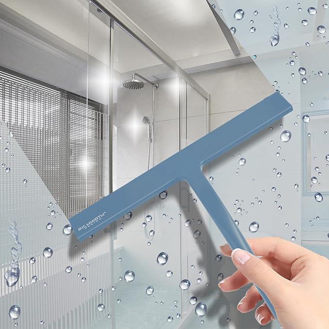Richmirth Shower Glass Cleaner Squeegee, 9 Inch Width Silicone Bathroom Squeegee for Shower, Glass, Car Window, Mirror - Green - ModernBath