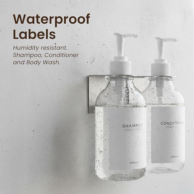 MaisoNovo Shampoo and Conditioner Dispenser - Shower Soap Dispenser Wall Mounted - 16.9 fl oz Set of 2 Clear Plastic Bottles White Pump - Shampoo Dispenser, Shower Dispenser 2 Chamber No Drill - ModernBath