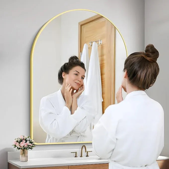 FORBATH Large Arched Wall Mirror 48x36 Inch, Gold Arch Bathroom Mirror with Aluminum Frame, Arched Mirror for Dresser, Fireplace,Entryway,Home Decor,Hanging or Leaning Against Wall - ModernBath