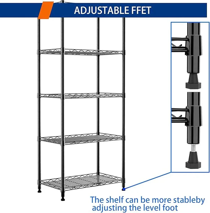 REGILLER 5-Wire Shelving Metal Storage Rack Adjustable Shelves,Standing Storage Shelf Units for Laundry Bathroom Kitchen Pantry Closet(Black,11.8" D x 21.2" W x 53.5" H) - ModernBath