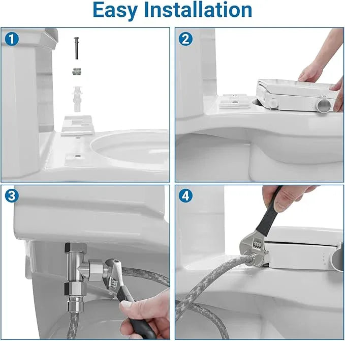 Round Bidet Seat Non Electric with Single Nozzle, Cold Water Toilet Bidet for Hygiene and Bathroom Cleaning, Adjustable Spray Wash Easy Install PP Toilet Seat for Home Use - ModernBath