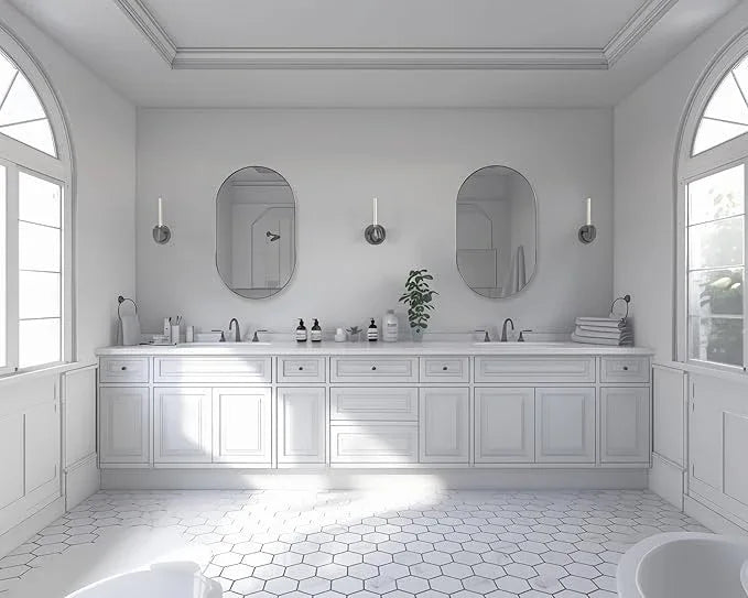ANDY STAR Chrome Oval Mirror for Bathroom, 20x33 Inch Pill-Shaped Chrome Mirrors for Wall in Thin Frame Deep 1’’ Ideal for Limited Space - ModernBath