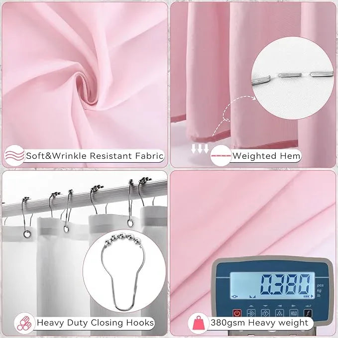 XLHOMO Bathroom Set - Pink Bathroom Sets with Shower Curtain and Rugs, 24PCS Shower Curtain Set with Hooks, Soap Dispenser, Soap Dish, Toilet Brush Holder and Trash Can for Housewarming - ModernBath