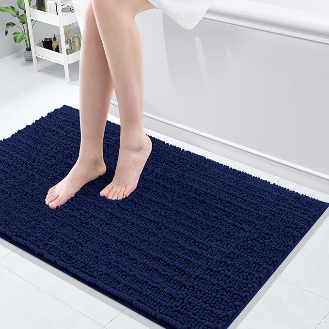 Arotive Luxury Chenille Bathroom Rug Mat, Extra Soft Thick Absorbent Shaggy Bath Rugs, Non-Slip Machine Wash Dry, Plush Bath Mats for Bathroom, Shower and Tub, 40x24, Navy - ModernBath