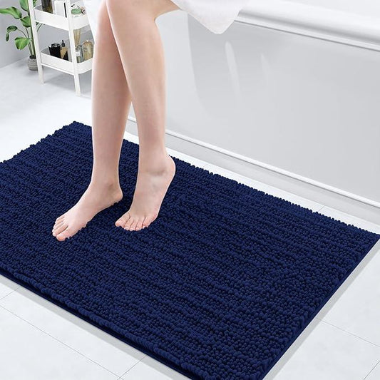Arotive Luxury Chenille Bathroom Rug Mat, Extra Soft Thick Absorbent Shaggy Bath Rugs, Non-Slip Machine Wash Dry, Plush Bath Mats for Bathroom, Shower and Tub, 40x24, Navy - ModernBath