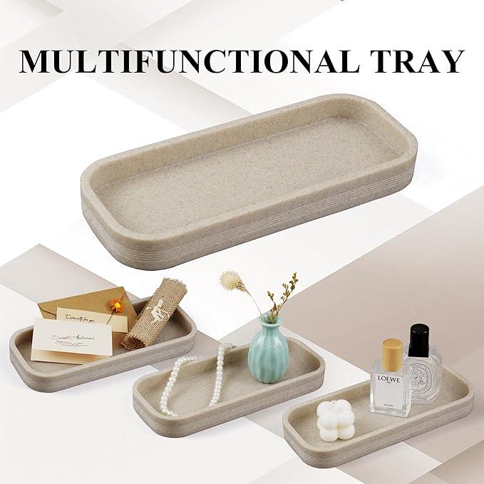 LIN CHUAN 6-Piece Bathroom Accessories Set, Bathroom Accessory Set with Soap Dispenser, Toothbrush Holder Set, Vanity Tray, Tumbler & 2 Cotton Swab Jars, Modern Stylish Bathroom Organizer(Beige) - ModernBath