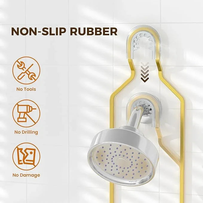 REINHARDT Shower Caddy Hanging for Handheld Showerheads Adjustable Split Shower Caddy, Rustproof Shower Organizer with Hooks for Razors Over the Head Caddy with Soap Holder Bathroom Accessories, Gold - ModernBath