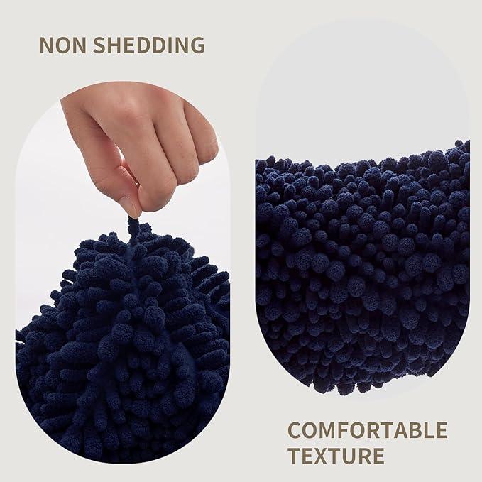 Ruggnovea Chenille Bathroom Rugs Non Slip Washable 55x24, Extra Thick Soft Absorbent Chenille Bath Mat, Non-Slip Barrier Backing, Quick Dry Machine Washable Bath Mats Tub, Shower,Floor/Sink,Navy Blue - ModernBath