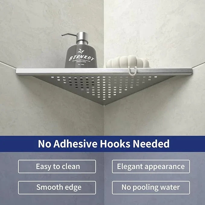 Corner Shower Shelf 2 Pack, 304 Stainless Steel Grout in Shelves for Bathroom, 10'' Recessed Shelf Rack for Tiled Wall, No Drilling Needed (10'', Silver) - ModernBath