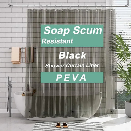 AmazerBath 72x78 Long Shower Curtain Liner, Clear Black Plastic Shower Curtain Liner, Waterproof PEVA Shower Liner, Cute Lightweight Shower Curtains for Bathroom with 3 Magnets & Rustproof Grommets - ModernBath