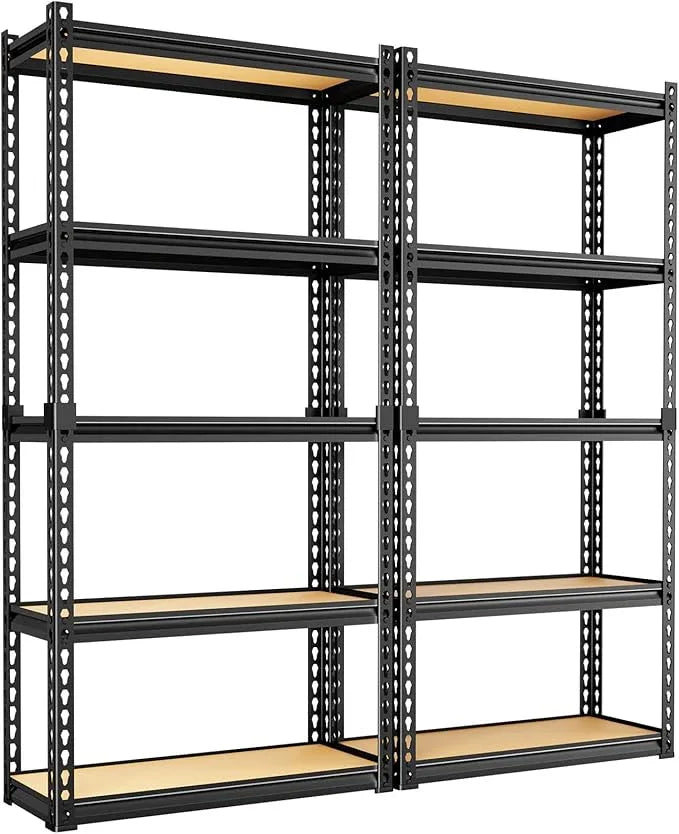 LEVELEVE 5-Tier Storage Shelving Unit, 2020 lbs Capacity, Heavy Duty Adjustable Metal Utility Shelf, 48" L x 18" W x 73" H for Garage, Kitchen, Pantry, Basement, Bathroom, Laundry, 2 Pack - ModernBath
