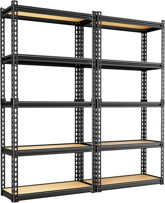 LEVELEVE 5-Tier Storage Shelving Unit, 2020 lbs Capacity, Heavy Duty Adjustable Metal Utility Shelf, 48" L x 18" W x 73" H for Garage, Kitchen, Pantry, Basement, Bathroom, Laundry, 2 Pack - ModernBath