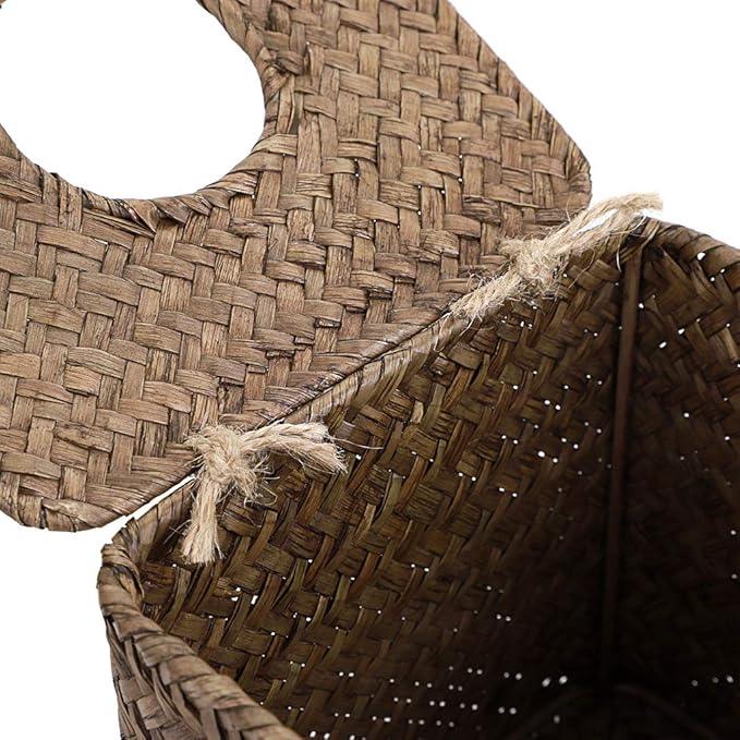 Sumnacon Tissue Box Cover Square Seagrass Tissue Box with Lid, Woven Tissue Box Holder Rustic Cube Tissue Cover for Bathroom Toilet Bedroom Living Room Kitchen Table Desk Office Car, Coffee - ModernBath
