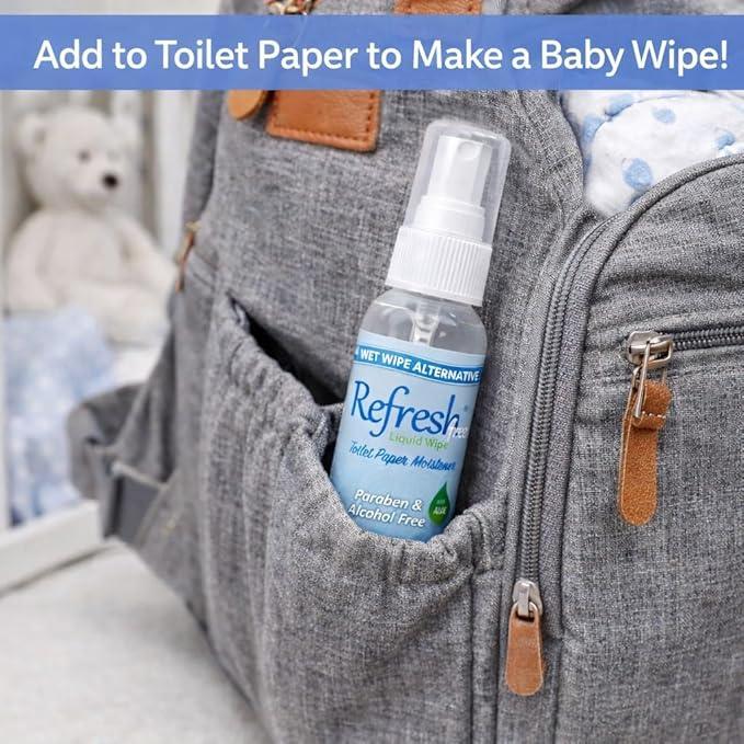 Refresh Liquid Wipe Free - Toilet Paper Spray - Flushable Wet Wipe Alternative for Sensitive Skin with Aloe & Witch Hazel – Eco-Friendly & Septic Safe, 2 oz (3 Pack) - ModernBath