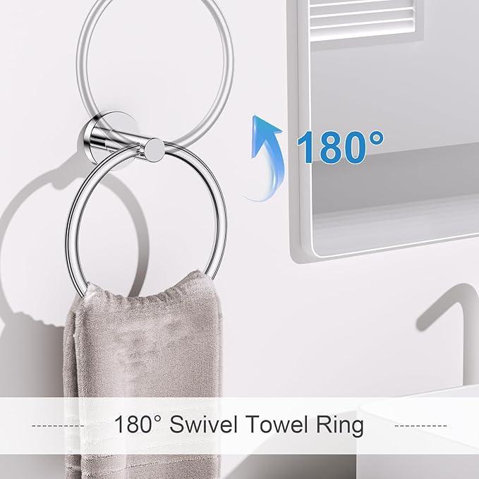 Polished Chrome Bathroom Hardware Set, 5 Pieces Chrome Towel Bar Bathroom Accessories, Upgraded Toilet Paper Holder with Shelf Set, 23.6 Inch Towel Rack Towel Holder for Bathroom Wall - ModernBath