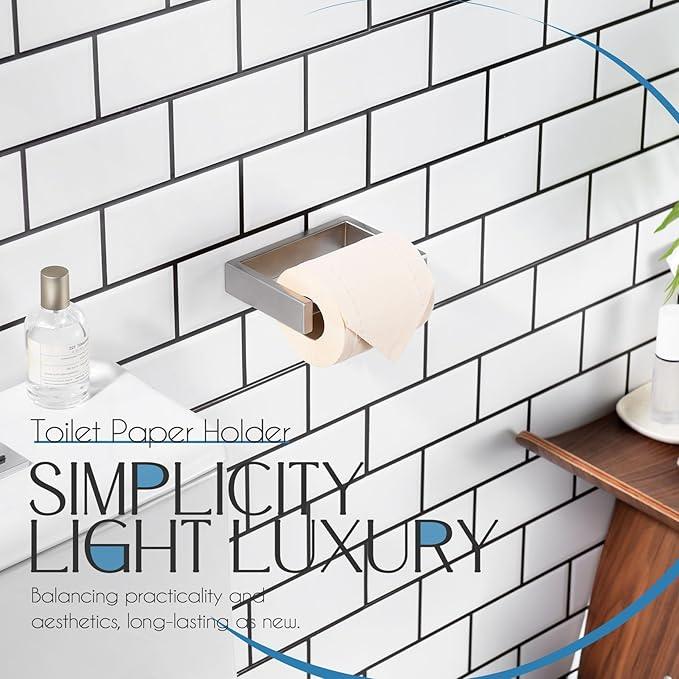 KOKOSIRI Toilet Paper Holder Spring Loaded Bathroom Toilet Roll Holder Wall Mount Stainless Steel Brushed Nickel B2011BR - ModernBath