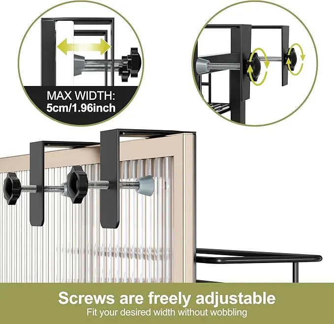Orimade Adjustable Hanging Over the Shower Door Caddy,Bathroom Organizer Shelf Storage with 4 Hooks for Razor,No Drilling Rustproof Shower Rack Basket, 4 Tier, Matt Black - ModernBath