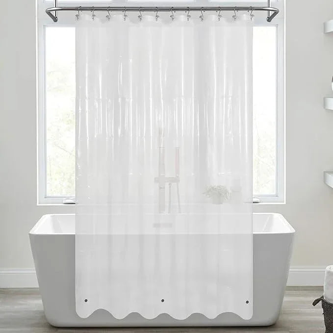 Mrs Awesome Shower Curtain Liner with Magnets, 72x72 Frosted PEVA Plastic Shower Curtain for Bathroom, Lightweight & Waterproof, 72 x 72, Frost - ModernBath