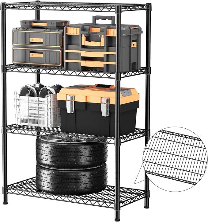 SINGAYE 4 Shelves Wire Storage Shelf 1400LBS Heavy Duty Storage Shelving Unit Metal Organizer Wire Rack Shelving 18" Dx36 Wx59 H Black - ModernBath