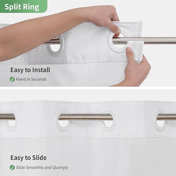 eachope White No Hook Shower Curtain with Snap-in Fabric Liner Set,Waffle Weave Shower Curtains for Bathroom,Hotel Luxury Decor Bathroom Curtain Set,Waterproof & Washable,71Wx77H - ModernBath