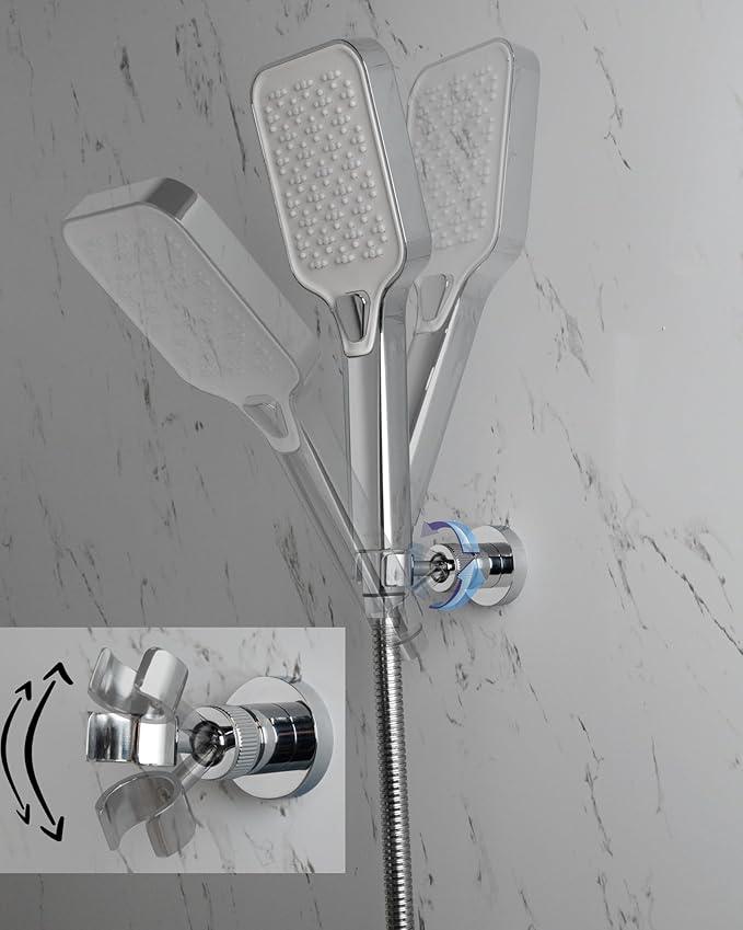 PHASAT Handheld Shower Head Holder Adjustable Solid Brass Handheld Shower Head Bracket Holder Wall Mount,Shower Wand Holder Chrome,A13023C - ModernBath