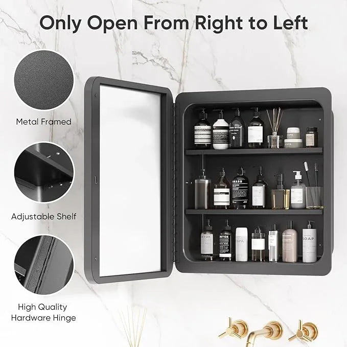 Rresyet 18 x 20 Bathroom Mirror Cabinet with Adjustable Shelves, Bathroom Mirror with Storage, Recessed or Wall Mounted Medicine Cabinet for Skin Products, Beauty Tools etc - ModernBath