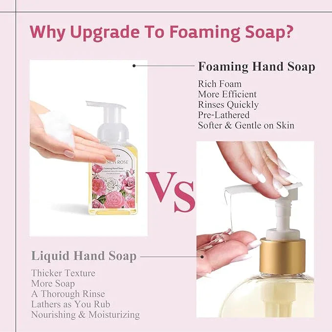 ROMIIE ZOI Rose Foaming Hand Soap Refill Gift Set – 3 Pack (33.8 Fl Oz Each) with Refillable Dispenser, Romantic Floral Scent, Moisturizing & Biodegradable for Bathroom, Kitchen, Sensitive Skin - ModernBath