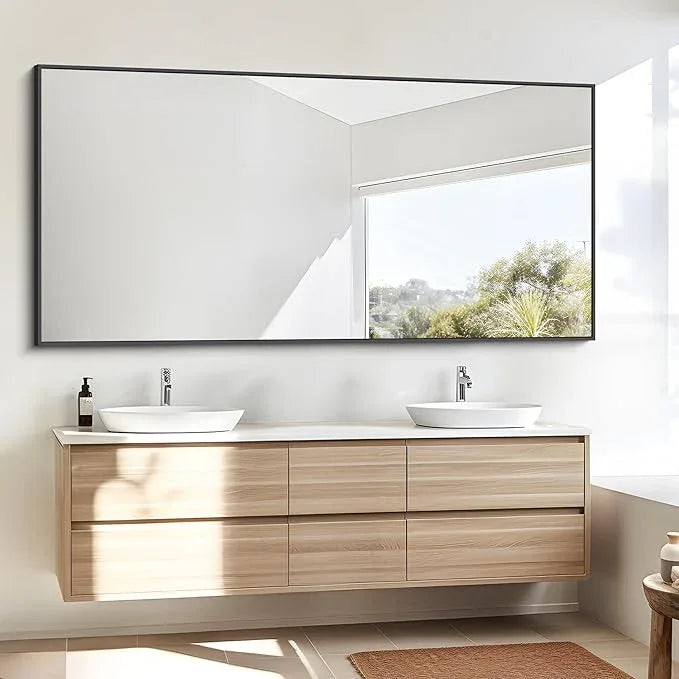 BONEWEI Bathroom Mirror,30x60 inch Large Wall Mirror for Bathroom Wall Mounted Black Rectangle Corner Mirrors,Black Bathroom Mirror for Living Room,Farmhouse,Bedroom Entryway,Horizontal/Vertical - ModernBath