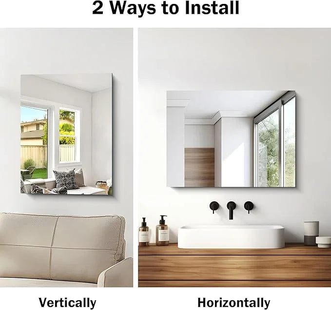 CILIBER Frameless Mirror, 18x24 Mirrors for Wall, Rectangle Bathroom Mirror for Over Sink, 18 inch Vanity Mirror Hangs Horizontally or Vertically for Bathroom, Bedroom and Living Room - ModernBath