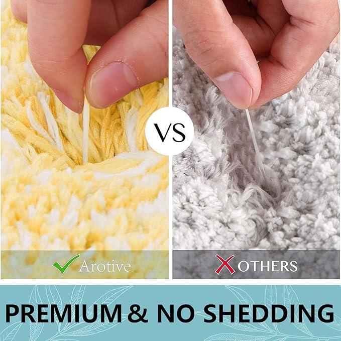 Arotive Microfiber Bathroom Rugs, Shaggy Soft and Absorbent Bath Rug, Non-Slip, Thick Plush Machine Washable Dry Bath Mats for Bathroom, Tub and Shower, 44x24, Light Yellow, Rectangular - ModernBath