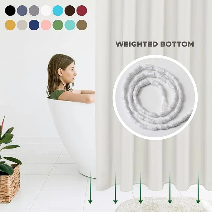 Biscaynebay Extra Long Fabric Shower Curtain Liner 72 Inch Width by 84 Inch Length, Ivory Water Resistant Bathroom Curtain, Rust Resistant Grommets Top Machine Washable - ModernBath