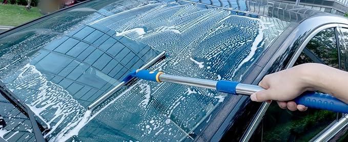 ITTAHO Shower Squeegee for Glass Doors, All-Purpose Extendable Window Squeegee with 2 Blades and Stainless Steel Pole, Window Cleaner Tool for Shower Doors, Windows, Bathroom and Car Windshields - ModernBath