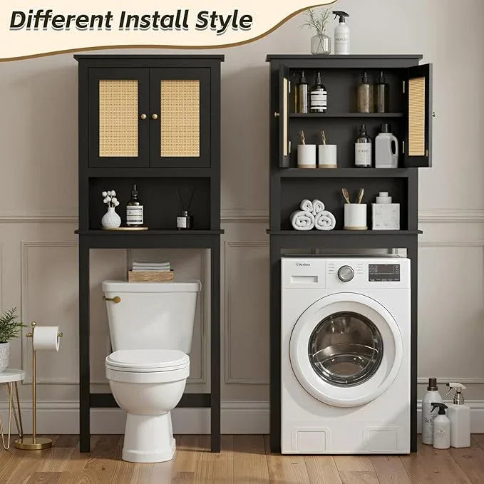 Over The Toilet Storage Cabinet, Behind Toilet Bathroom Organizer with Adjustable Shelves, Wooden Above Toilet Storage Shelf, Space Saver for Restroom, Bathroom, Laundry - ModernBath