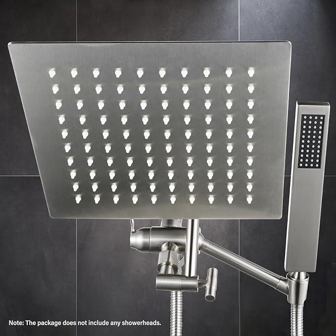 All Metal Shower Diverter Valve with Handshower Holder, YDmeet Upgraded 3 Way Shower Head Diverter for Handheld and Fixed Rain Showerhead, Universal G1/2 shower Diverter Bathroom Part, Brushed Nickel - ModernBath