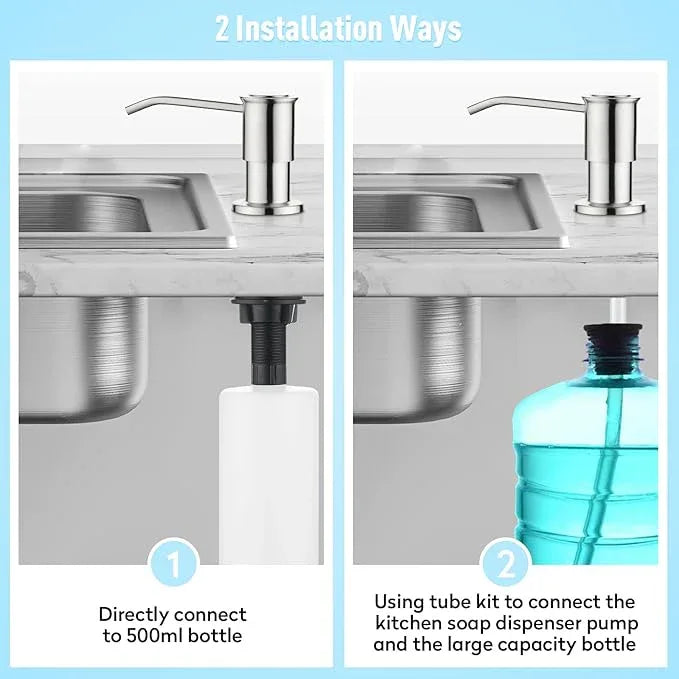 CREA Kitchen Sink Soap Dispenser Countertop for Kitchen Sink, Stainless Stee Built in Sink Soap Dispenser Brushed Nickel for Bathroom with 39" Tube Large Capacity 17 OZ Bottle - ModernBath