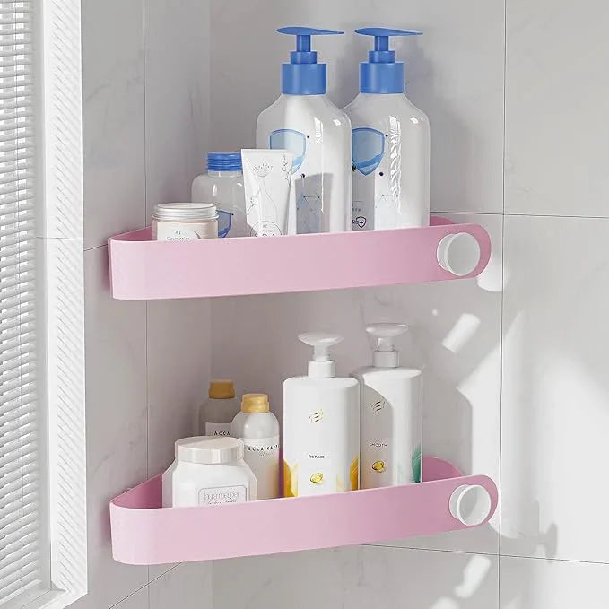 Sotfamily Shower Caddy Corner, 2 Pack Adhesive Corner Shower Shelves for Bathroom Organizers and Storage, Rust Free Plastic Rack for Bathroom Accessories & Decor, Pink - ModernBath
