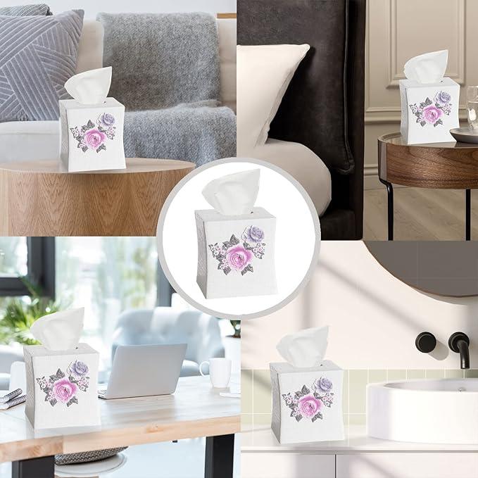 Zahari Home 2pc Michelle Bathroom Set Waste Basket & Tissue Cover Modern Classic Decor Stylish Unique Design Beautiful Floral Bathroom Accessories Set - ModernBath