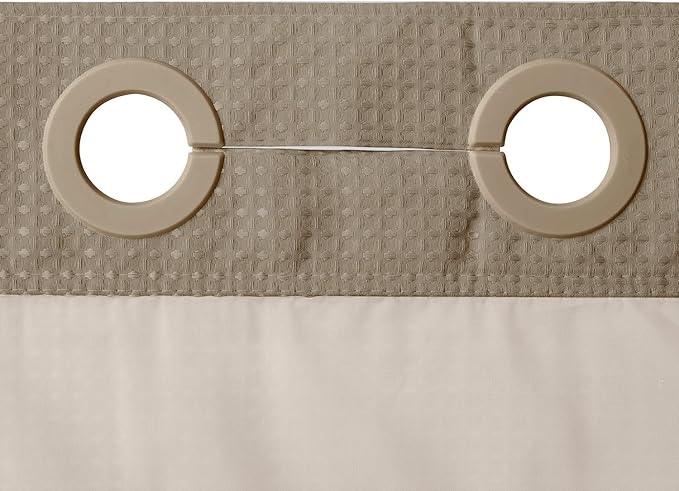 River Dream Heavyweight No Hooks Required Dotted Waffle Weave Shower Curtain with Snap in Liner - 71W x 74H,Hotel Grade,Spa Like Bath Curtain,Linen - ModernBath