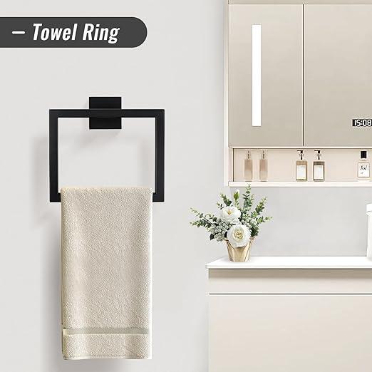 YACVCL Matte Black Towel Bar Set 10-Piece Bathroom Hardware Accessories Set,Black Bathroom Towel Holder Set 23.6 Inch Towel Bar Stainless Steel Wall Mounted Towel Rack Set - ModernBath
