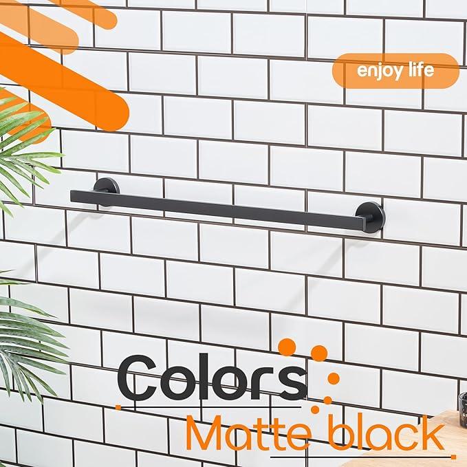 24 Inch Bathroom Towel Racks Bath Towel Bars Kitchen Towel Holder Towel Rails Wall Mounted SUS304 Stainless Steel Matte Black AN4001MB-L24 - ModernBath