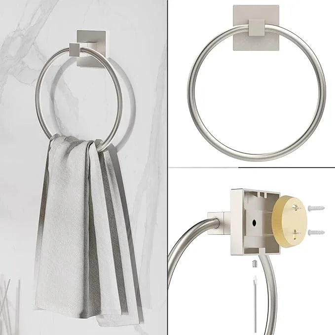 Ruacq 4pcs Bathroom Hardware Set-Toilet Paper Holder-Towel Ring -Towel Hooks for bathrooms-18 Inch Towel Bar Stainless Steel Wall Mounted, Bathroom Accessories Set (Brushed Nickel) - ModernBath