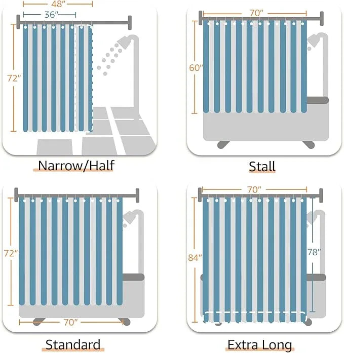 jinchan Ombre Ocean Blue Striped Shower Curtain Waterproof Fabric Bathroom Decor Minimalist Design Modern Neutral Gradual Color Water Resistant with 12 Metal Hooks 70x60 Inches - ModernBath