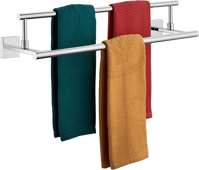 KOKOSIRI Towel Holder 24-Inch Bathroom Double Bath Towel Bars Kitchen Rack Wall Mounted Polished Chrome Stainless Steel B5009CH-L24 - ModernBath