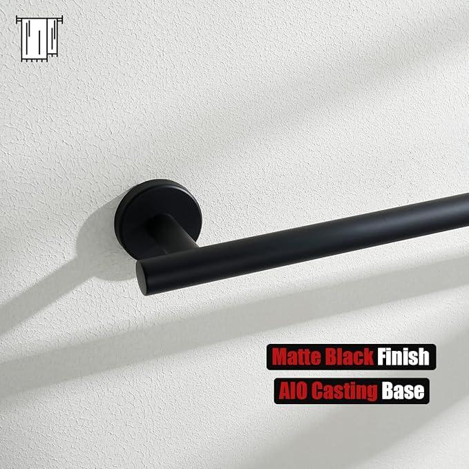 JQK Black Towel Bar, 20.5 Inch 304 Stainless Steel Thicken 0.8mm Towel Rack Bathroom, Towel Holder Matte Black Wall Mount, Useable Length 18 Inch 2 Pack, TB110L18-PB-P2 - ModernBath