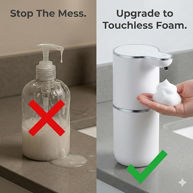 TOSCARA Auto Sensor Foam Soap Dispenser – Touchless, Rechargeable, Hands-Free Liquid Foaming Soap Dispenser for Kitchen, Bathroom, Office,Hotel–Hygienic No-Touch Hand Wash with 4- Foam Modes - ModernBath