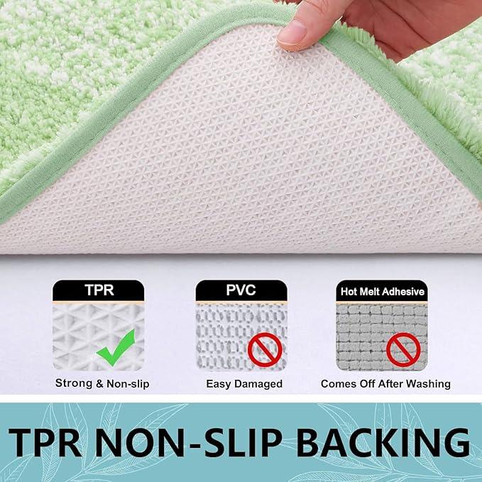 Arotive Microfiber Bathroom Rugs, Shaggy Soft and Absorbent Bath Rug, Non-Slip, Thick Plush Machine Washable Dry Bath Mats for Bathroom, Tub and Shower, 59x24, Sage Green, Rectangular - ModernBath