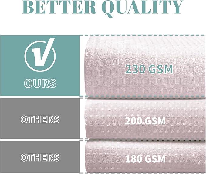 eachope BlushPink No Hook Waffle Weave Shower Curtain with snap-in Liner Replacement, 230GSM Waterproof Fabric Hotel Shower Curtain Set for Bathroom, Through Mesh Top Window,71Wx74H - ModernBath