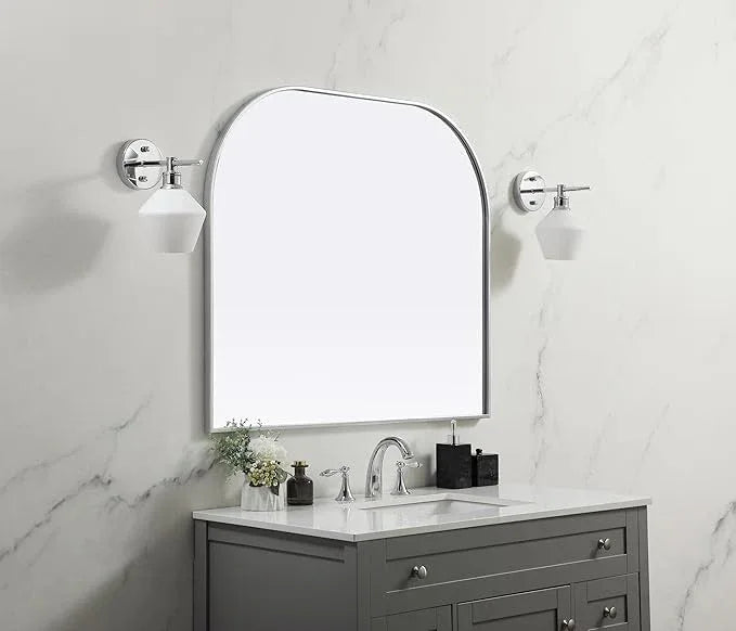 Illuminate, Metal Frame Arch Mirror 40X34 Inch in, Modern, Silver - ModernBath