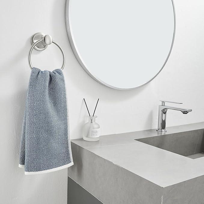 BESy Brushed Nickel Bathroom Hand Towel Ring Towel Holder, Rustproof Wall Mounted Bathroom Hardware Accessory SUS 304 Stainless Steel Towel Rack - ModernBath